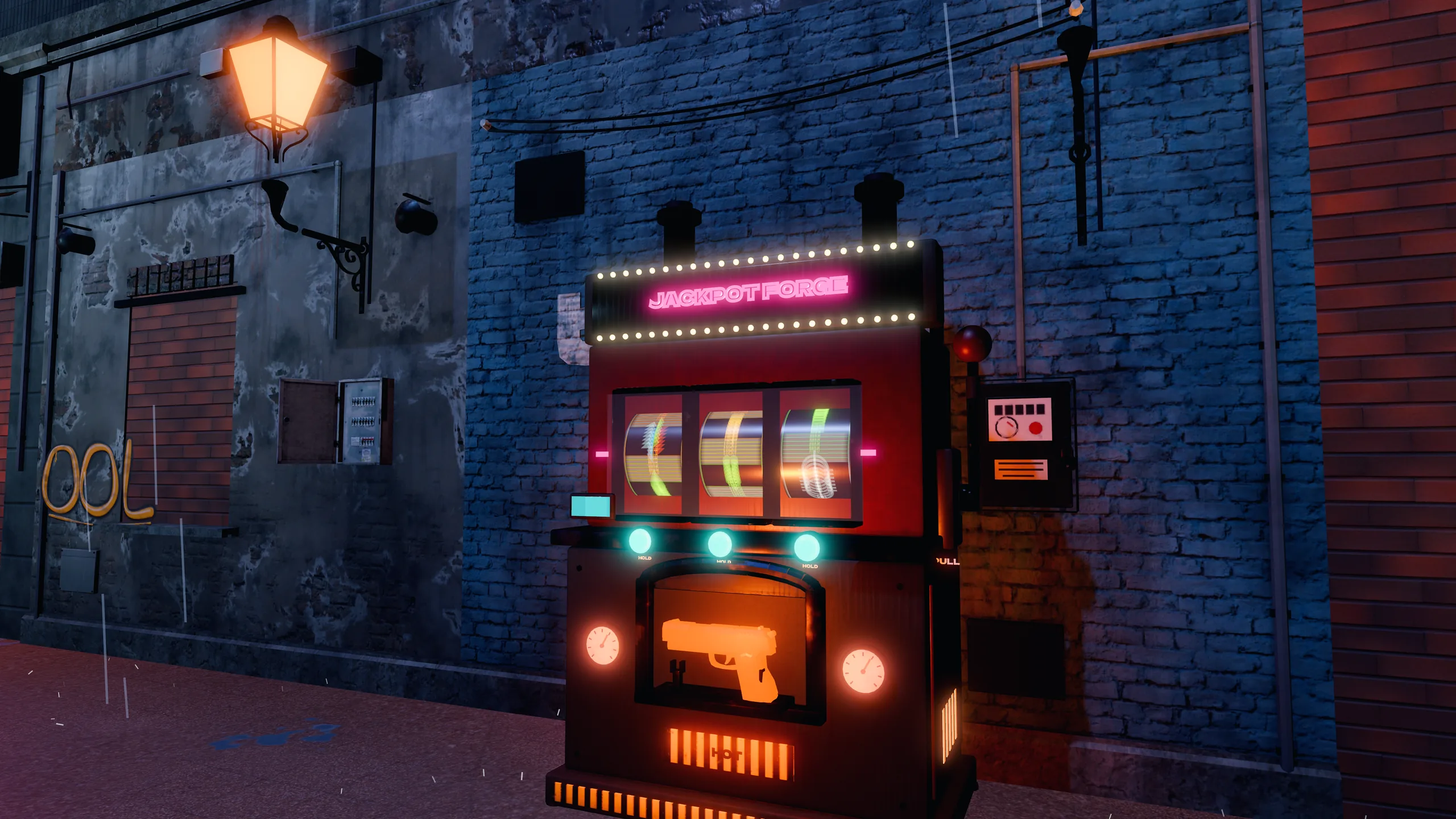 The Jackpot Forge, a slot machine bolted to a gun bench
